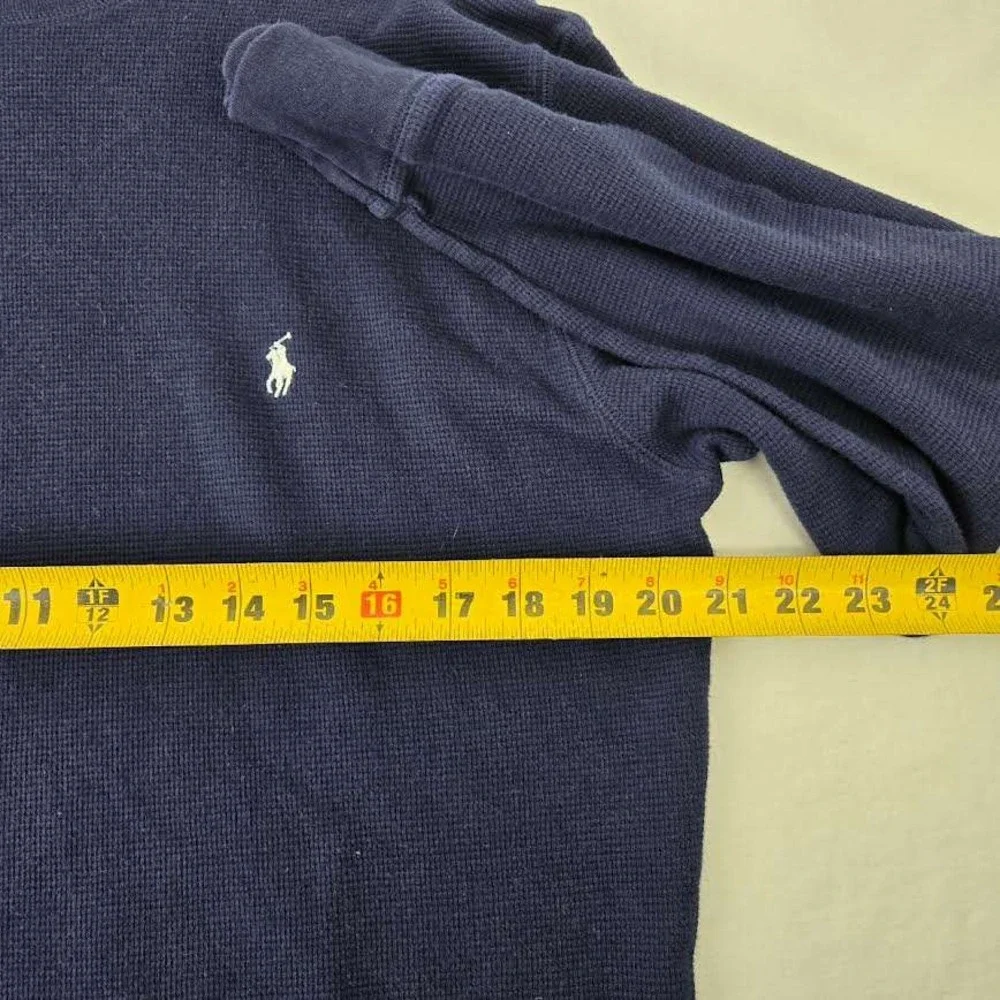 Polo Ralph Lauren Mens XL Navy Blue Waffle Knit Sleepwear Long Sleeve Shirt Logo